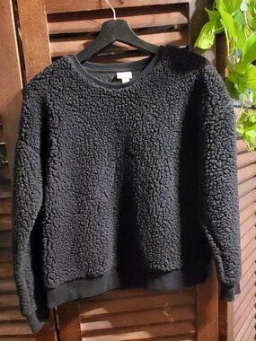 Black Sherpa Pullover Sweater